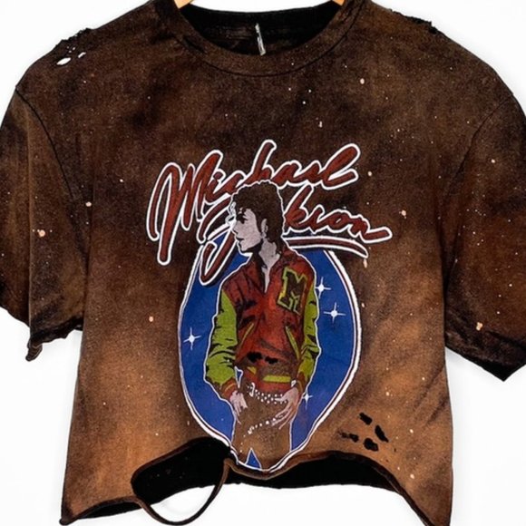 Michael Jackson Tops - Destroyed Michael Jackson Crop